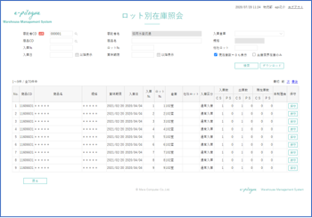 ロット別在庫照会画面